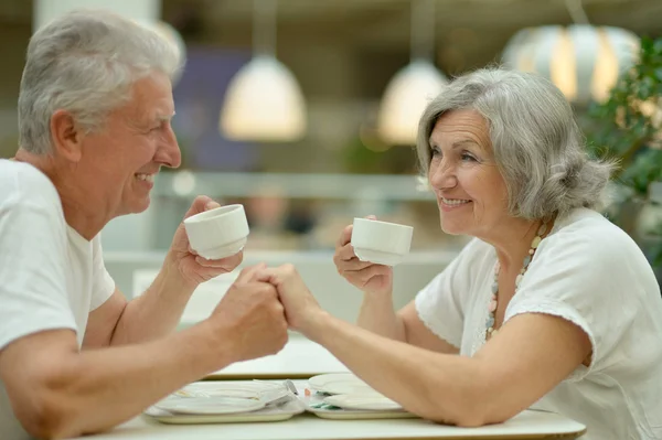 Beautiful elderly couple on date — Stock Photo, Image