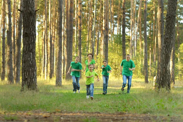 Happy cheerful family running — Stock Photo, Image
