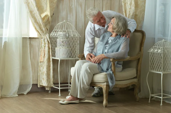 Beautiful elderly couple at home — Stock Photo, Image