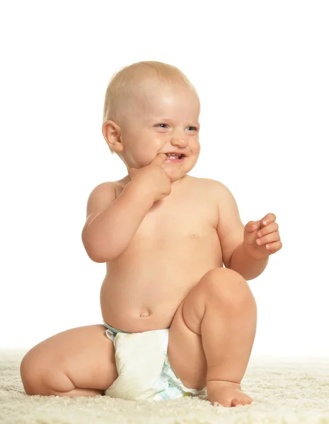 Cute little boy in pampers — Stock Photo, Image