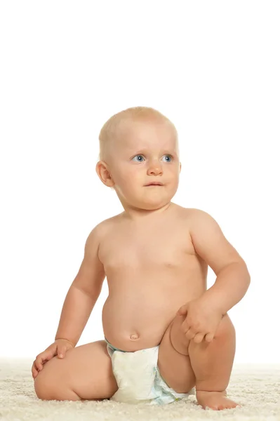 Cute little boy in pampers — Stock Photo, Image