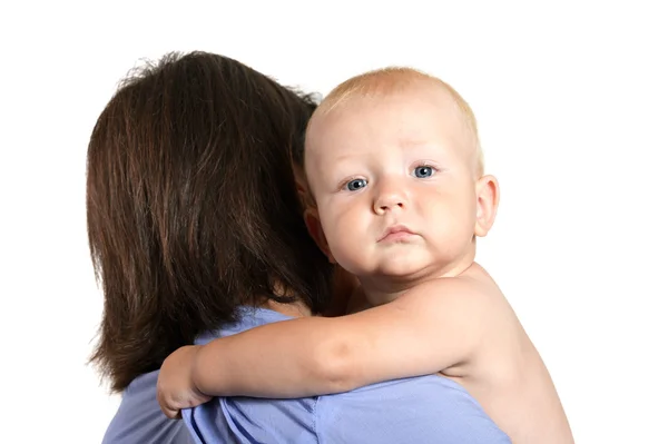 Moeder houden babyjongen — Stockfoto