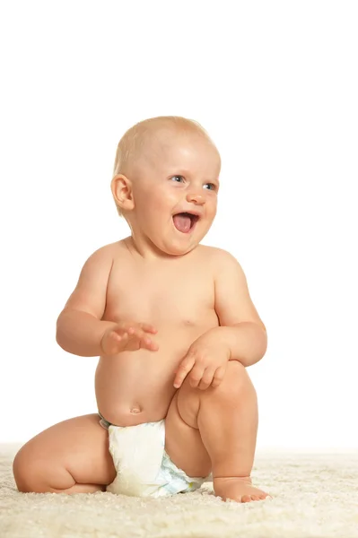 Cute little boy in pampers — Stock Photo, Image