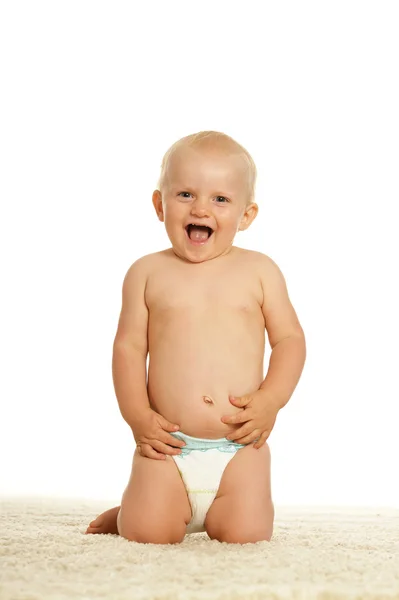 Cute little boy in pampers — Stock Photo, Image