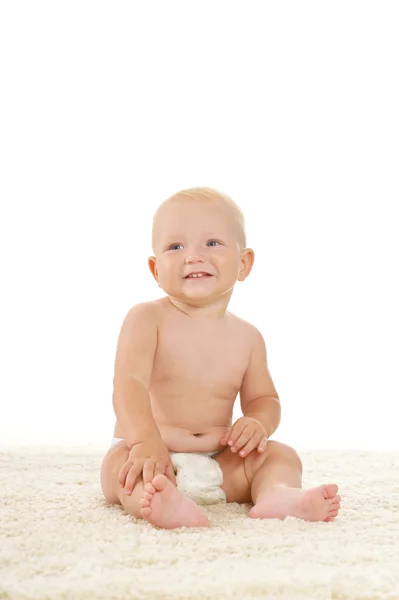 Cute little boy in pampers — Stock Photo, Image