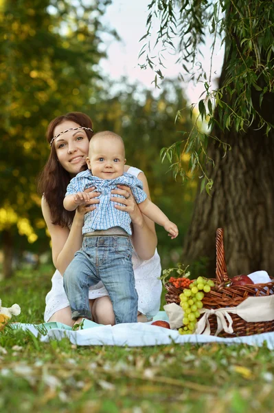 Mother with little son at the picnic — Stock Photo, Image