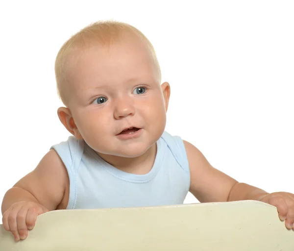 Small toddler boy in playpen — Stock Photo, Image