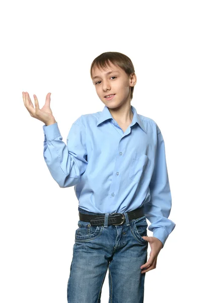 Little boy showing  showing something — Stock Photo, Image