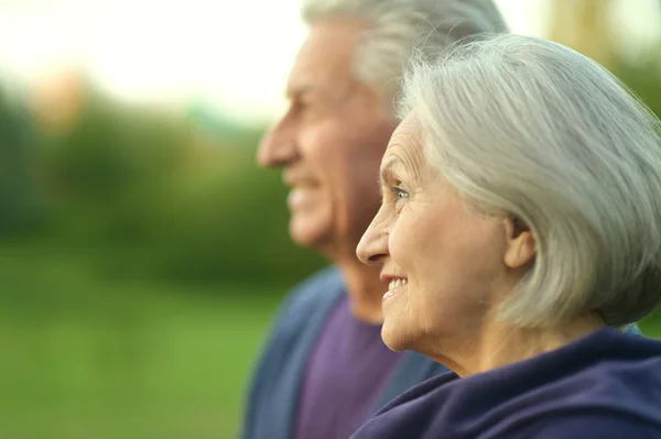 Elderly couple at nature — Stock Photo, Image