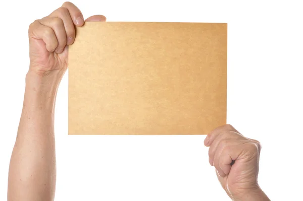 Mãos segurando papel em branco — Fotografia de Stock