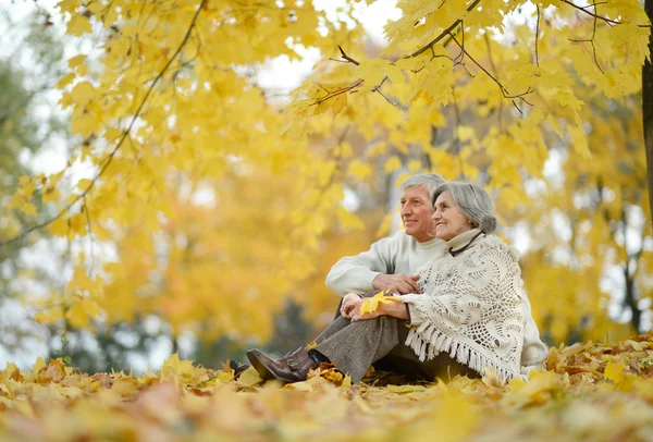 Seniorenpaar im Herbst — Stockfoto