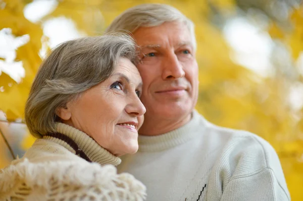 Senior par i höstparken — Stockfoto