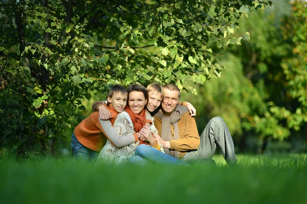 Parkta oturan aile — Stok fotoğraf