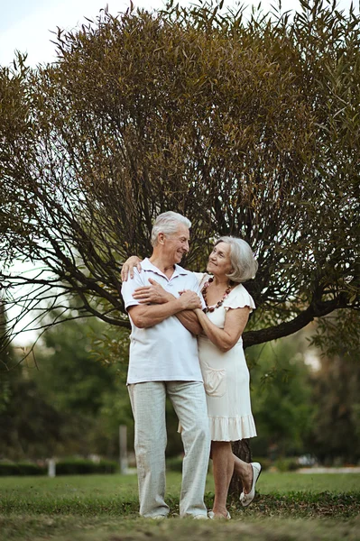 Mature couple  in the  autumn park — Stock Photo, Image