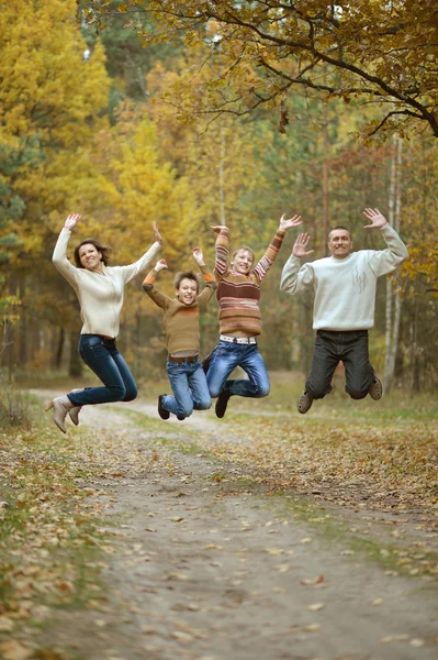 Szczęśliwą rodzinę w parku jesień — Zdjęcie stockowe