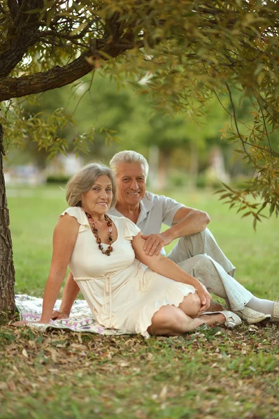 Old people sitting in the autumn park — Stock Photo, Image