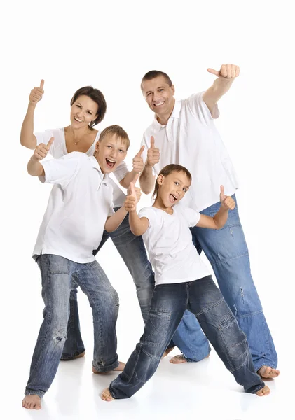 Familie zeigt Daumen hoch — Stockfoto