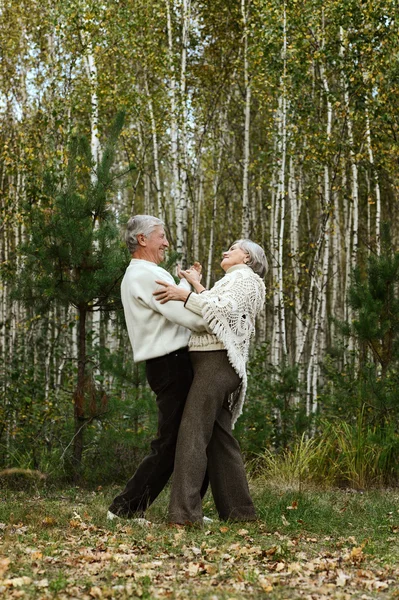 Pessoas idosas no parque de outono — Fotografia de Stock