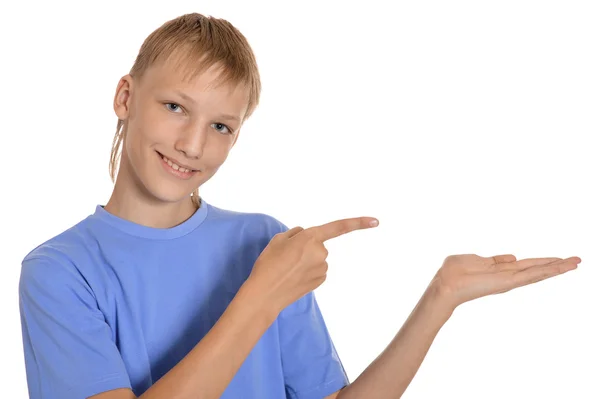 Boy pointing — Stock Photo, Image