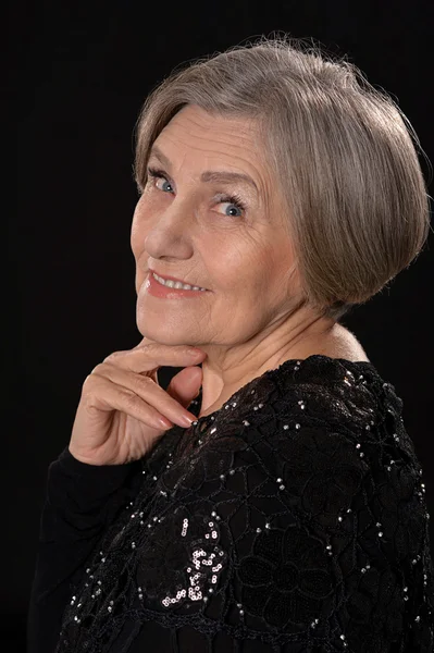 Elder woman in elegant dress — Stock Photo, Image