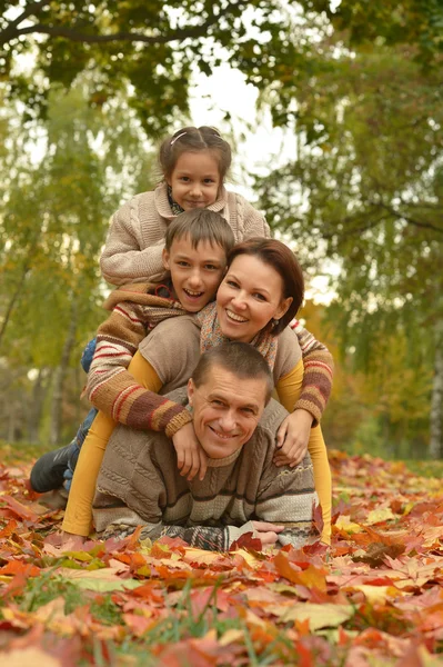 Famiglia nella foresta autunnale — Foto Stock