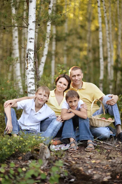 Happy Family pique-nique sur l'herbe verte d'été — Photo