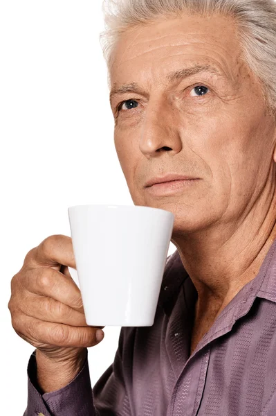 Elderly man with cup — Stock Photo, Image