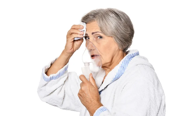 Mature woman fell ill — Stock Photo, Image