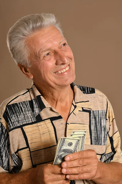 Old man with dollars — Stock Photo, Image