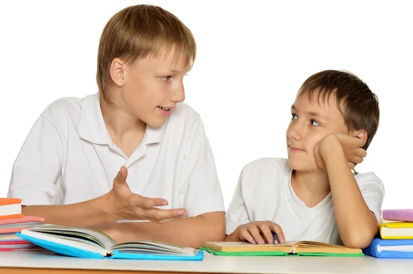 Bratři dělat domácí úkoly — Stock fotografie