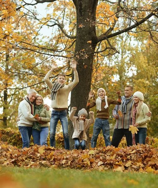 Famiglia felice nella foresta autunnale — Foto Stock