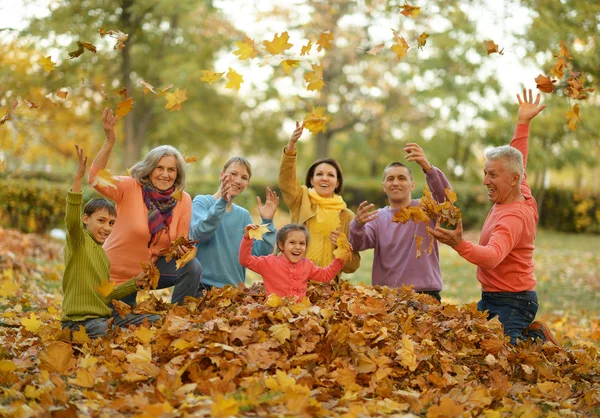 秋天公园里的快乐家庭 — 图库照片