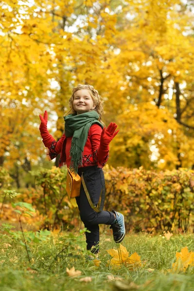 Flicka i höstparken — Stockfoto