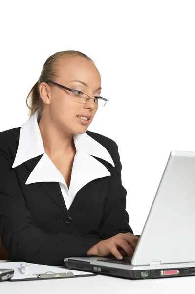 Young secretary with laptop — Stock Photo, Image