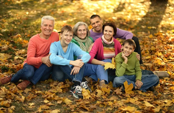 Boldog család az őszi parkban — Stock Fotó