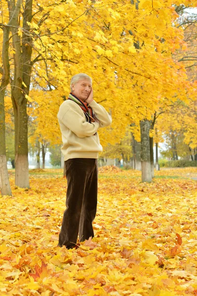 Starší muž v podzimním parku — Stock fotografie