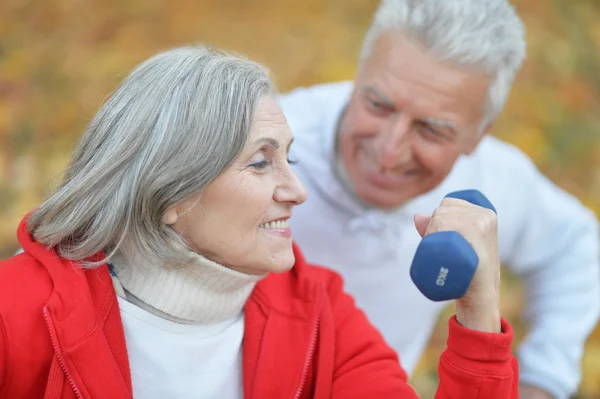 Couple exercising in park — Stock Photo, Image