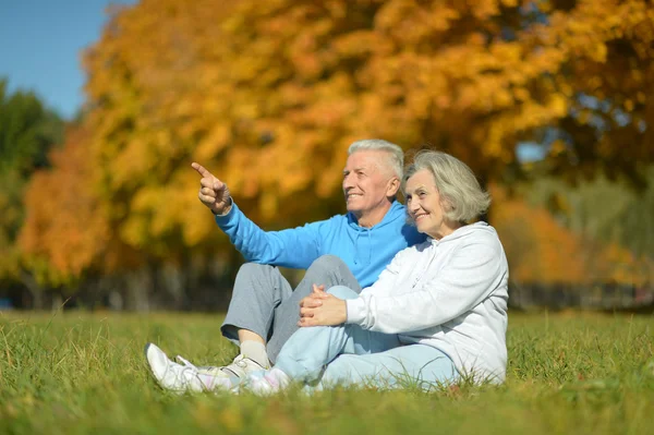 Pareja en el parque de otoño — Foto de Stock