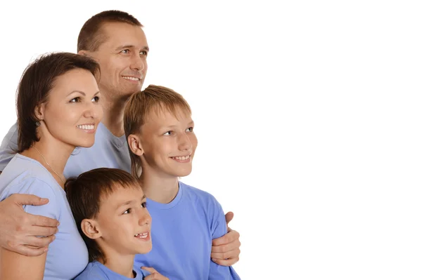 Roztomilá rodina na bílém pozadí — Stock fotografie