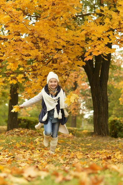 Sonbahar parkındaki kız — Stok fotoğraf