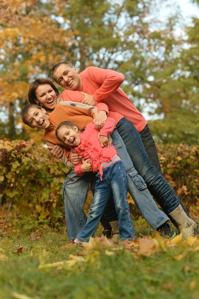 Sonbahar parkında mutlu bir aile — Stok fotoğraf