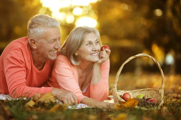 Paar in herfstpark — Stockfoto