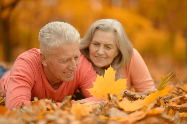 Reifes Paar im Herbstpark — Stockfoto