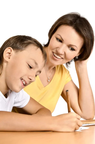 Madre e hijo están dibujando — Foto de Stock