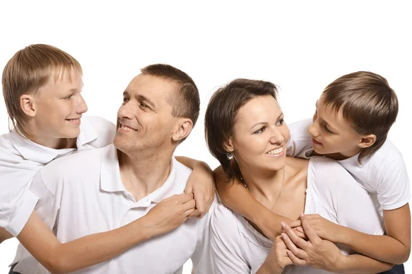 Família de um quatro em branco — Fotografia de Stock