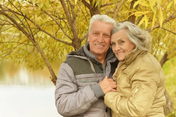 Pareja en el parque de otoño — Foto de Stock