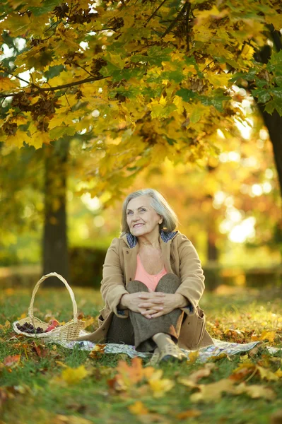 公園での高齢者の女性 — ストック写真