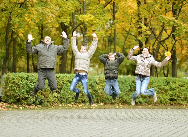 Gelukkige familie springen — Stockfoto