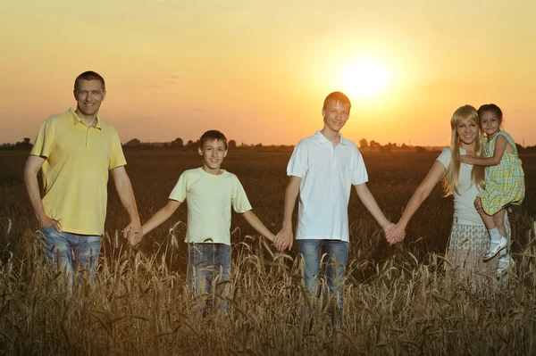 Familj på fältet — Stockfoto