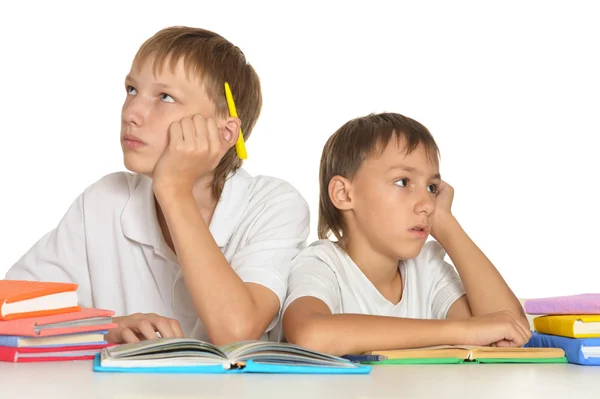 Deux frères qui font leurs devoirs — Photo